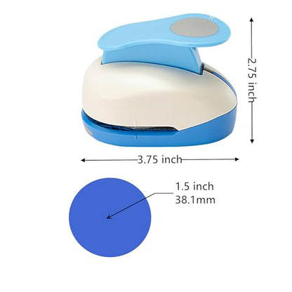 1.5 Inch Circle Punch, 38mm Circular Cutter Tool, Paper Craft Lever Punches, Blue, Modern Functional - color: Circle-1.5