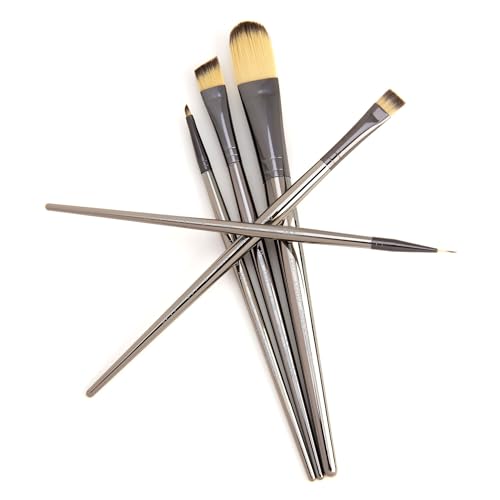 Royal & Langnickel Zen 5pc Standard Handle Brush Set, Includes - Wash, Oval Wash, Angular, Liner & Chisel Blender Brushes