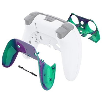 eXtremeRate Top Bottom Decorative Trim Shell Compatible with p s 5 Edge Controller Replacement Front Back Clip Shell, Custom Chameleon Green Purple Plates Cover Compatible with p s 5 Edge Controller - color: Chameleon Green Purple