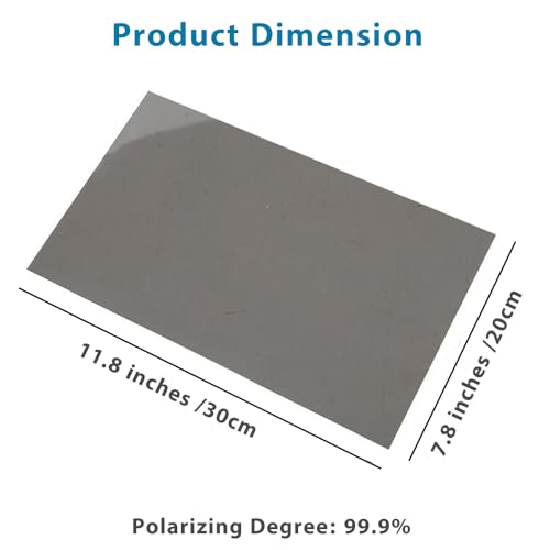 Circular Polarizers Film Non-Adhesive 11.8x7.8 inches Circularly Polarized Filter polarizing Sheets for Photography, Educational Physics Experiments,2 Pack