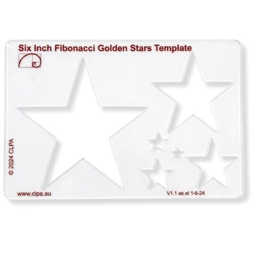 Fibonacci 6" Star Drawing Template, Golden Ratio Stencil - style: 6" Stars