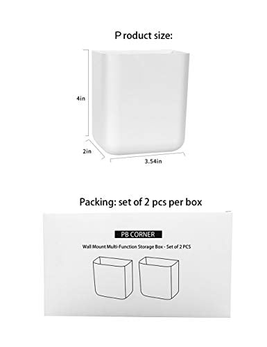 T-H-See Remote Holders Wall Mount Hole Free, Self-Adhesive Storage Box, Pen Holder (2 Pack)