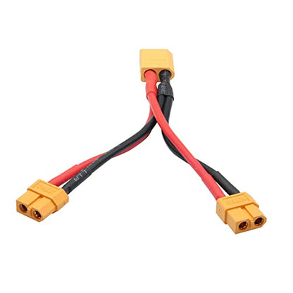 Short XT60 Parallel Battery Connector Cable 3.9", Y Splitter Adapter Plug - size: XT60 1 Male to 2 Female - 1Pcs