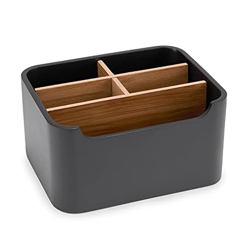 Remote Control Holder, Desk Organizer with Removable Dividers,Black - color: BLACK, size: 1 Pack