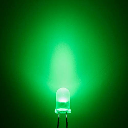 CHANZON 100 pcs 5mm Green Diffused LED Diode Lights(DC 2V 20mA) - color: H) Green-green (100pcs)