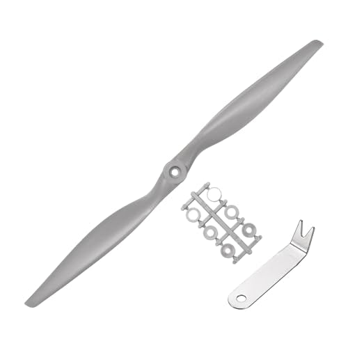 MECCANIXITY 16x12 Inch RC Propellers, 2-Vane Blades Prop Replacements Gray High Speed Propeller with Adapter Rings & Prop Wrench for RC Airplane Drones, Pack of 1 - size: 16" x 12"