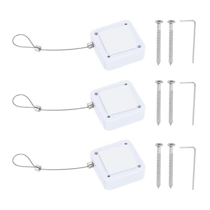 PATIKIL 6.6ft (2M) Retractable Remote Control Cable Tether 2N, 3PCS Remote Control Security Lanyard Lock Adjustable Locking Leash with Rope Locks for TV Phone Tablets Showroom, White - color: White, size: 6.6ft