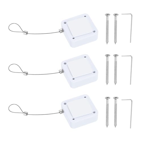 PATIKIL 6.6ft (2M) Retractable Remote Control Cable Tether 2N, 3PCS Remote Control Security Lanyard Lock Adjustable Locking Leash with Rope Locks for TV Phone Tablets Showroom, White - color: White, size: 6.6ft