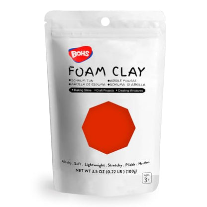 BOHS Foam Clay for Kids, Red Air Dry Modeling Clay, 3.5 oz - color: Red