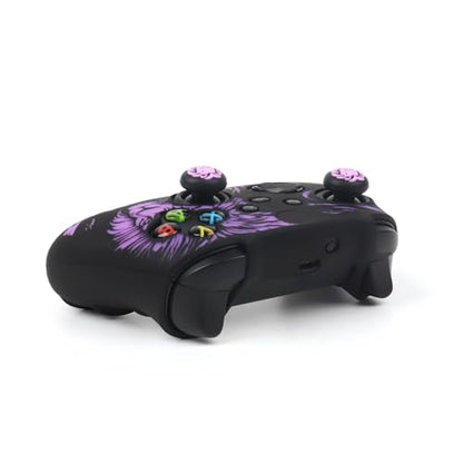 Lion Skin Compatible with Xbox Series X Wireless Controller, RALAN Protector Case， Customised Thumb Grips Cap - color: Lion Black Purple