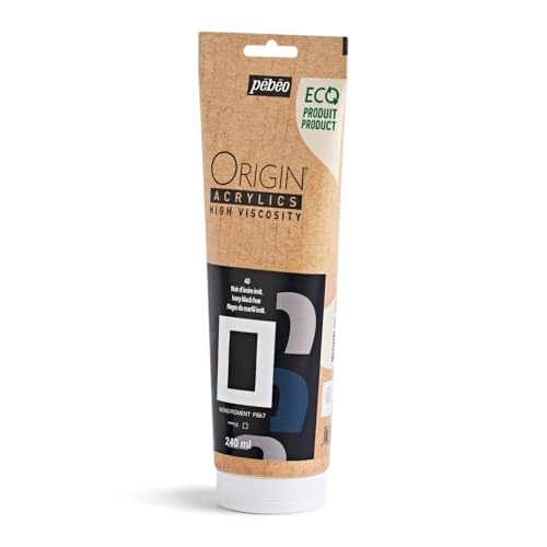PEBEO Origin Acrylic Paint 240ml (8.11 oz), Ivory Black Hue - color: Ivory Black Hue