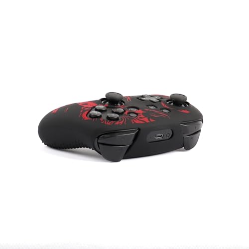Wolf Controller Skin Cover for NS Switch Pro Controller, RALAN 1 controller skin+4 Customised Thumb Grips Caps Accessories - color: Wolf Black Red