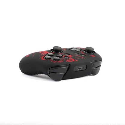 Wolf Controller Skin Cover for NS Switch Pro Controller, RALAN 1 controller skin+4 Customised Thumb Grips Caps Accessories - color: Wolf Black Red