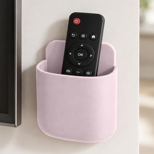 Remote Holder Wall Mount, Bedside TV Remote Storage Box Organizer for Air Conditioner Controller Phone Pen Accessories Home Office - color: Pink
