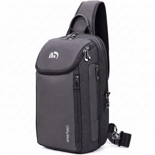 Sling Backpack RFID, Men Shoulder Crossbody Bag for 11-inch iPad Travel - color: Grey, size: Small