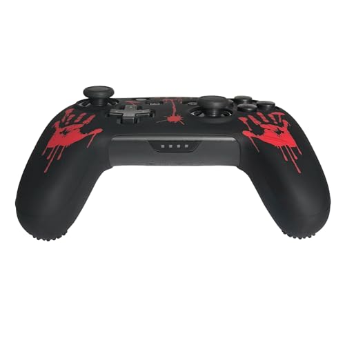 RALAN Laser Blood Handprint Design Controller Skin with 4 Thumb Grips for Switch Pro Controller, Anti-Slip Silicone Controller Cover Protector Case, Red - color: Red
