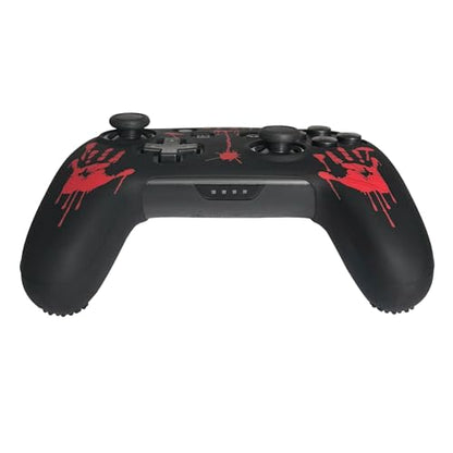 RALAN Laser Blood Handprint Design Controller Skin with 4 Thumb Grips for Switch Pro Controller, Anti-Slip Silicone Controller Cover Protector Case, Red - color: Red