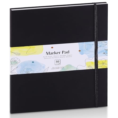 Hardcover Marker Paper Pad 9×12 in, 50 Sheets, Spiral Bound, 120gsm - size: 9×12 Inch (50 Sheets )