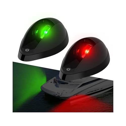 Boat Navigation Lights Side Mount, Red and Green Bow Lights for Boats LED Waterproof IP67, Marine Navigation Boat Light for Pontoon, Fishing, Bass & Jon Boats - color: Black