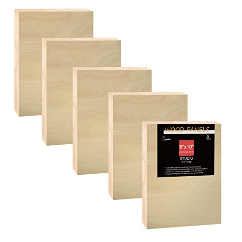 Cupohus 8'' x 10'' 5 Packs Unfinished Wood Canvas Panels for Painting - size: 8" x 10"