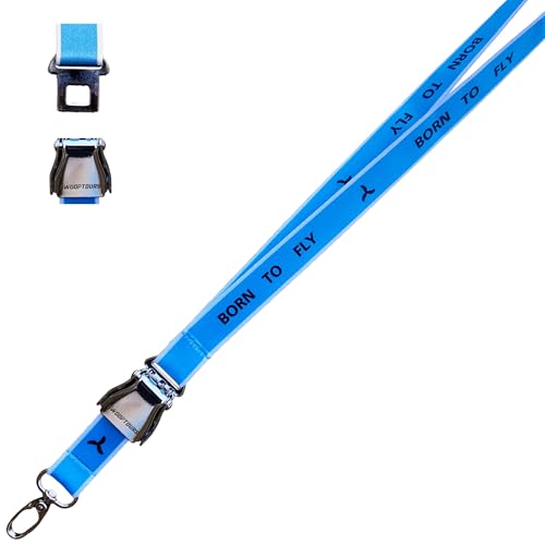 Born To Fly Heavy Duty RC Lanyard with Airplane Buckle – Adjustable Blue Neck Strap with Quick Release Metal Clip for RC Transmitters, FPV Controllers, Keys & ID Badges
