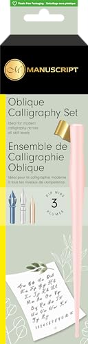 MANUSCRIPT Modern Calligraphy Oblique Set, Pink Holder, 3 Nibs - color: Pink