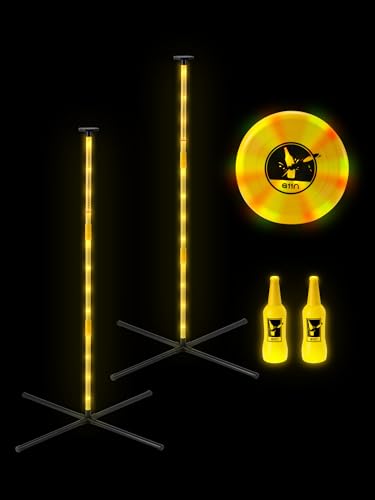 A11N SPORTS LED Disc Toss Game Set with Glowing Poles & 10.5" Disc