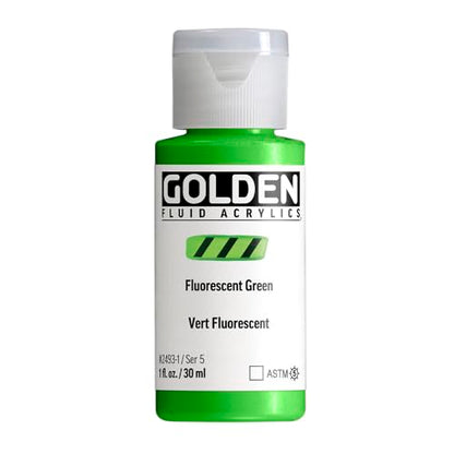 GOLDEN Fluid Acrylics, Fluorescent Green, 1 fl. oz. Bottle