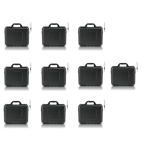 NineLeaf Waterproof Hard Case with DIY Customizable Foam Insert, Portable Protective Storage Case with Knife for Camera, Drones Carry Case, 14.3 × 11.4 × 4.5 in, Black,10PK