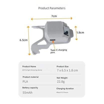 Drone Airdrop System for DJI Air 3S Photosensitive Thrower Transport Delivery Payload Release Air Dropping Device