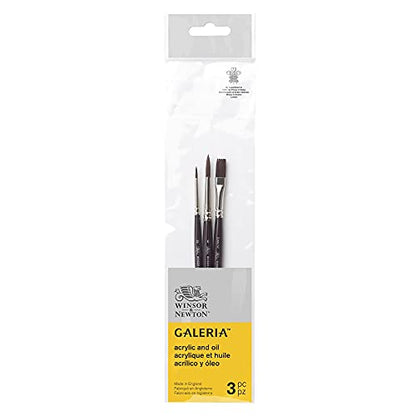 Winsor & Newton Galeria Acrylic Brush Pack, Short Handle, 3 Pack - style: 3 Pack - Short Handle