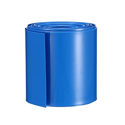 uxcell Battery Wrap PVC Heat Shrink Tubing 50mm Flat Width for 18650 5 Meters Length Blue - color: Blue, size: 50mm