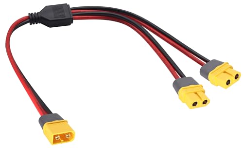 XT60 Female Plug Splitter Extension Cable XT60 Male to Dual Female 12V 14AWG Cable Dual Extension Y Splitter Male to Female Extension Cord for Solar Panel,Drone,RV,Ship Etc(37cm/1M to 2F) - color: 1Male to 2Female