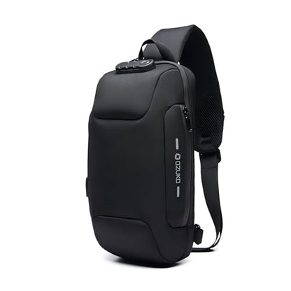 OZUKO Sling Backpack for Men - Anti-Theft Crossbody Bag, Waterproof with USB Charging Port - color: Black