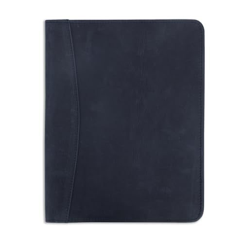 Heavy Duty Buffalo Leather Legal Pad Portfolio with Binder, Blue - color: Blue