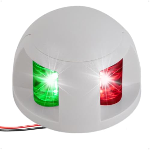 Five Oceans Boat Navigation Lights, LED Bow Bi-Color Light for Boats Red & Green, Horizontal Mount, 12V, USCG Rules 2NM, IP67 Waterproof - FO4126 - style: White ABS Plastic