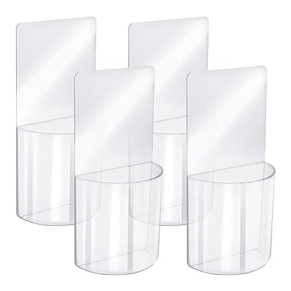 4 PCS Remote Control Holder Wall Mounted Clear Media Organizer Storage Box