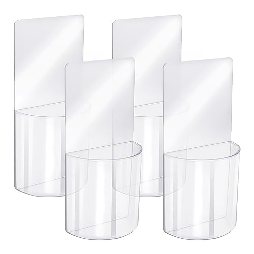 4 PCS Remote Control Holder Wall Mounted Clear Media Organizer Storage Box