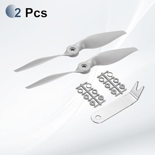 MECCANIXITY 8x6 Inch RC Propellers, 2-Vane Blades Prop Replacements Gray High Speed Propeller with Adapter Rings & Prop Wrench for RC Airplane Drones, Pack of 4 - size: 8" x 6"