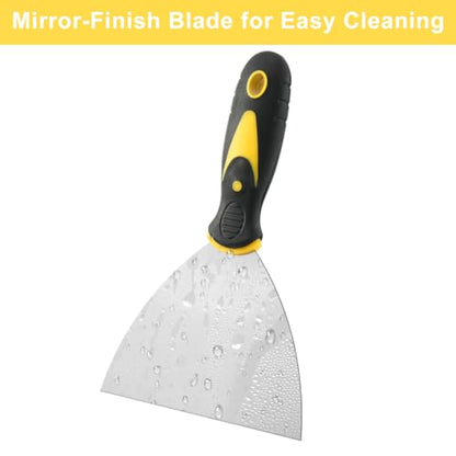 10 Pcs Putty Knife Set 1" 2" 3" 4" 5" Stainless Steel Paint Scraper Spackle Knives No Rusting Flexible Metal Scraper Tools for Repairing Drywall Removing Wallpaper Mud Plaster Scraping - color: 10pcs 1" 2" 3" 4" 5" Yellow