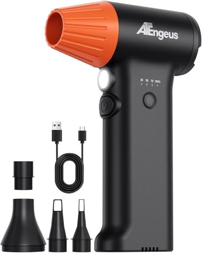 ATEngeus HF600-Pro Compressed Air Duster, 130000RPM Super Power Cordless Electric Air Duster, Rechargeable Handheld Air Blower for PC, Keyboard, Devic