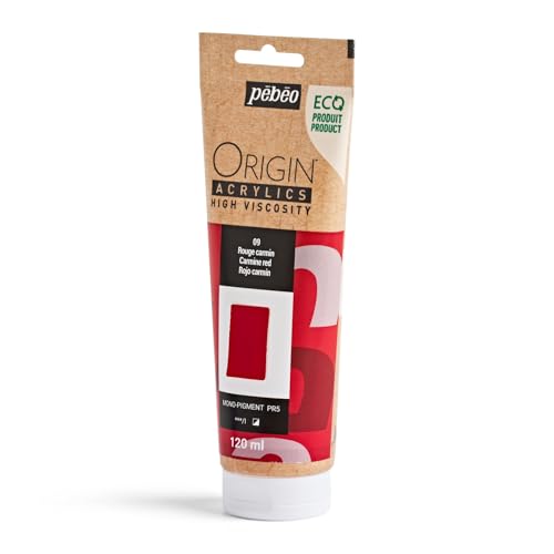 PEBEO Origin Acrylics 120ml Matte Acrylic Paint, Carmine Red - color: Carmine Red