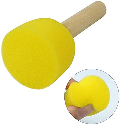 WAFJAMF 60 Pcs Round Sponges Brush Set 4 Sizes DIY Painting Tools Yellow - color: Yellow