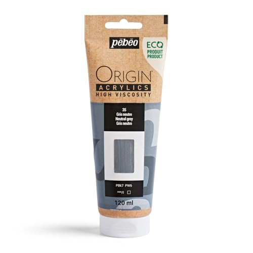 PEBEO Origin Acrylics 120ml Matte Acrylic Paint, Neutral Grey - color: Neutral Grey