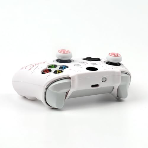 Moonlit Cats with a Loving Heart Controller Skin Compatible with Xbox Series X Wireless Controller, RALAN Protector Case， Customised Thumb Grips Cap - color: MCats White Pink