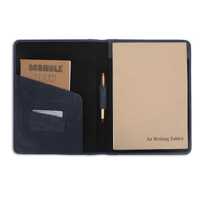 Heavy Duty Buffalo Leather Legal Pad Portfolio with Binder, Blue - color: Blue
