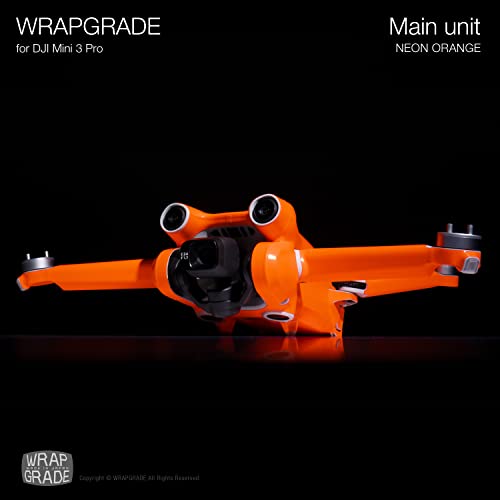 WRAPGRADE Skin Stickers compatible with DJI Mini 3 Pro | Main Unit (NEON ORANGE) - color: Neon Orange