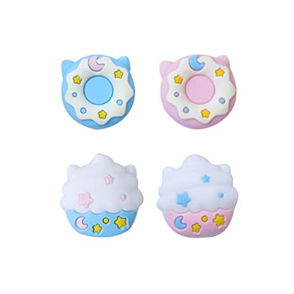 PERFECTSIGHT Cute Switch Thumb Grip Caps Compatible with Nintendo Switch OLED/Lite Console, Kawaii Soft Silicone Analog Stick Button Cover for Ns Joycon Controller, 4PCS Joystick Cap, Donut & Cupcake - color: Blue + Pink
