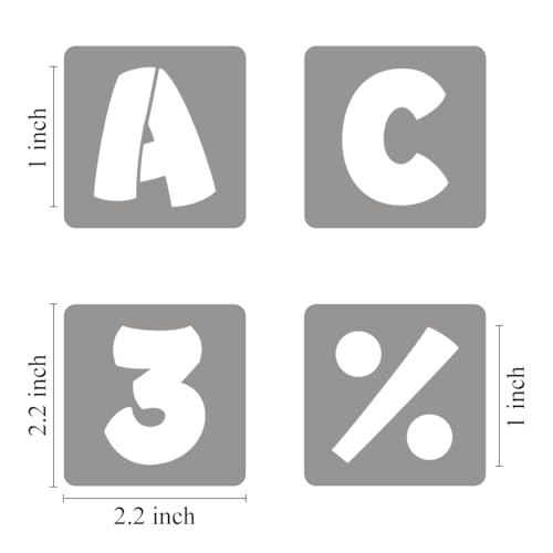 1 Inch Letter Stencils for Painting - 42 Pack Alphabet Letter and Number Stencil Templates with Signs for Painting, Reusable Letters and Numbers Stencils for Chalkboard Wood Signs & Wall Art - size: 1 Inch