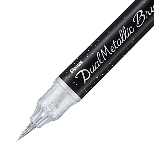 Pentel Arts DualMetallic Brush, Silver Ink - color: Silver, size: 1 Count (Pack of 1)